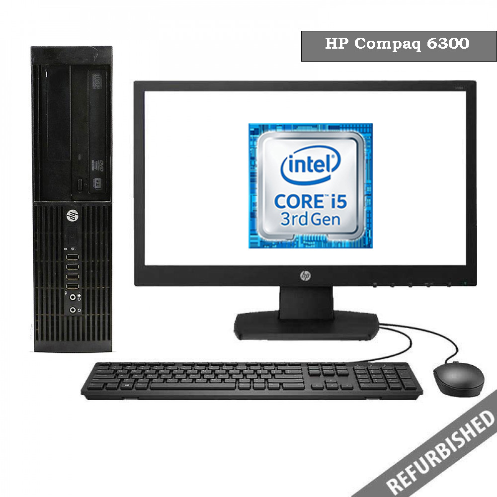 HP Compaq 6300 SFF (i5-3rd Gen, 8GB RAM, 256GB SSD, 19 inch